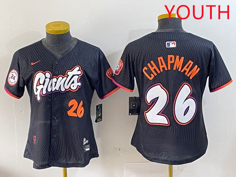 Youth San Francisco Giants #26 Chapman Black Joint Name Nike 2025 MLB Jersey style 7